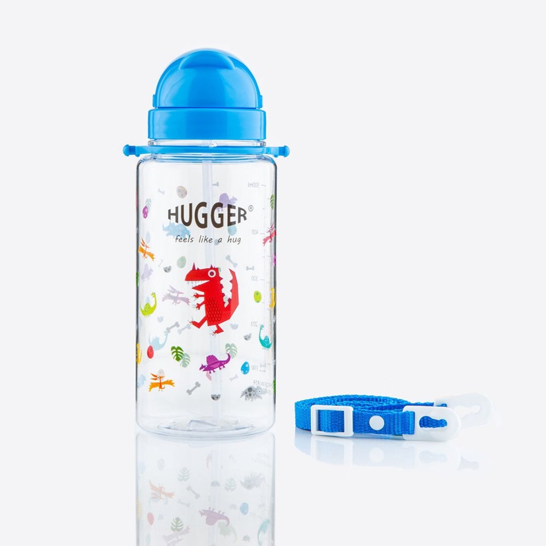HUGGER 儿童吸管水壶550ml Tritan 附背带可拆 酷比龙/恐龙可成套 - 儿童餐具/餐盘 - 其他材质 蓝色