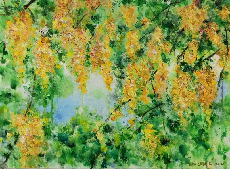 陈淑珍油画创作 原作      金黄色的想念季节 - 海报/装饰画/版画 - 其他材质 黄色