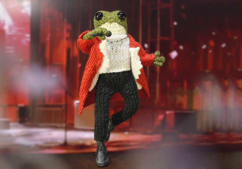 钩针编织青蛙收藏品 附有手工制作的礼品娃娃 - 玩偶/公仔 - 压克力 绿色