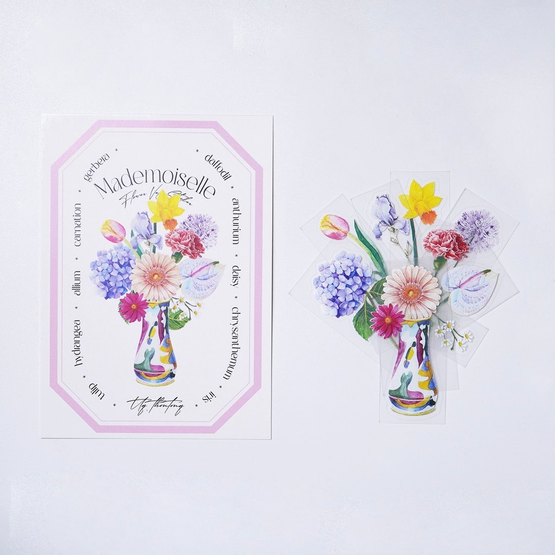 花瓶贴纸组：mademoiselle - 贴纸 - 塑料 多色
