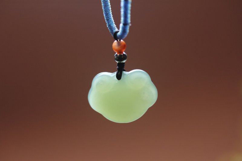 天然和田玉 如意吊坠 平安锁项链 事事如意挂件 送女友小孩礼物 - 项链 - 玉石 绿色