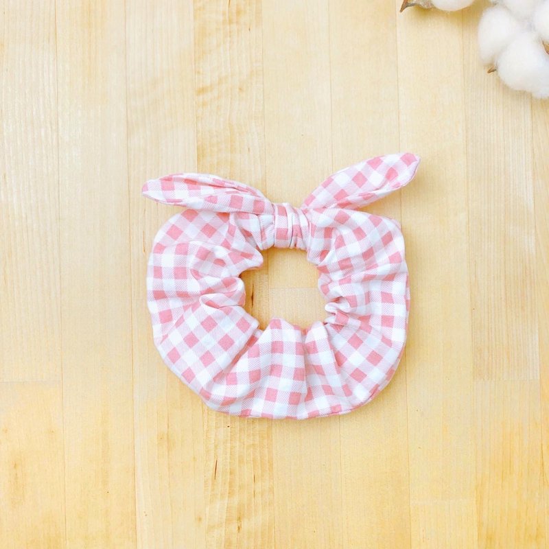 * 绵花堂手作 * 格纹兔兔大肠圈 - 发饰 - 棉．麻 