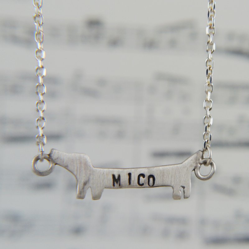 【安心出货】毛孩子系 -腊肠狗剪影刻字项链 定制化锁骨链 宠物 - 锁骨链 - 其他金属 银色