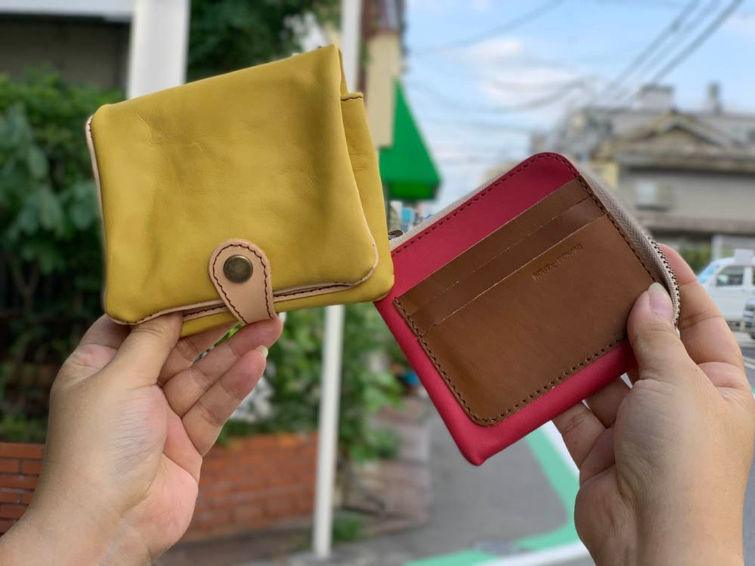 H-PLUMP Retro POP is cute Half plump wallet Money luck UP HPW-YWYW-RBH-B - 皮夹/钱包 - 真皮 黄色