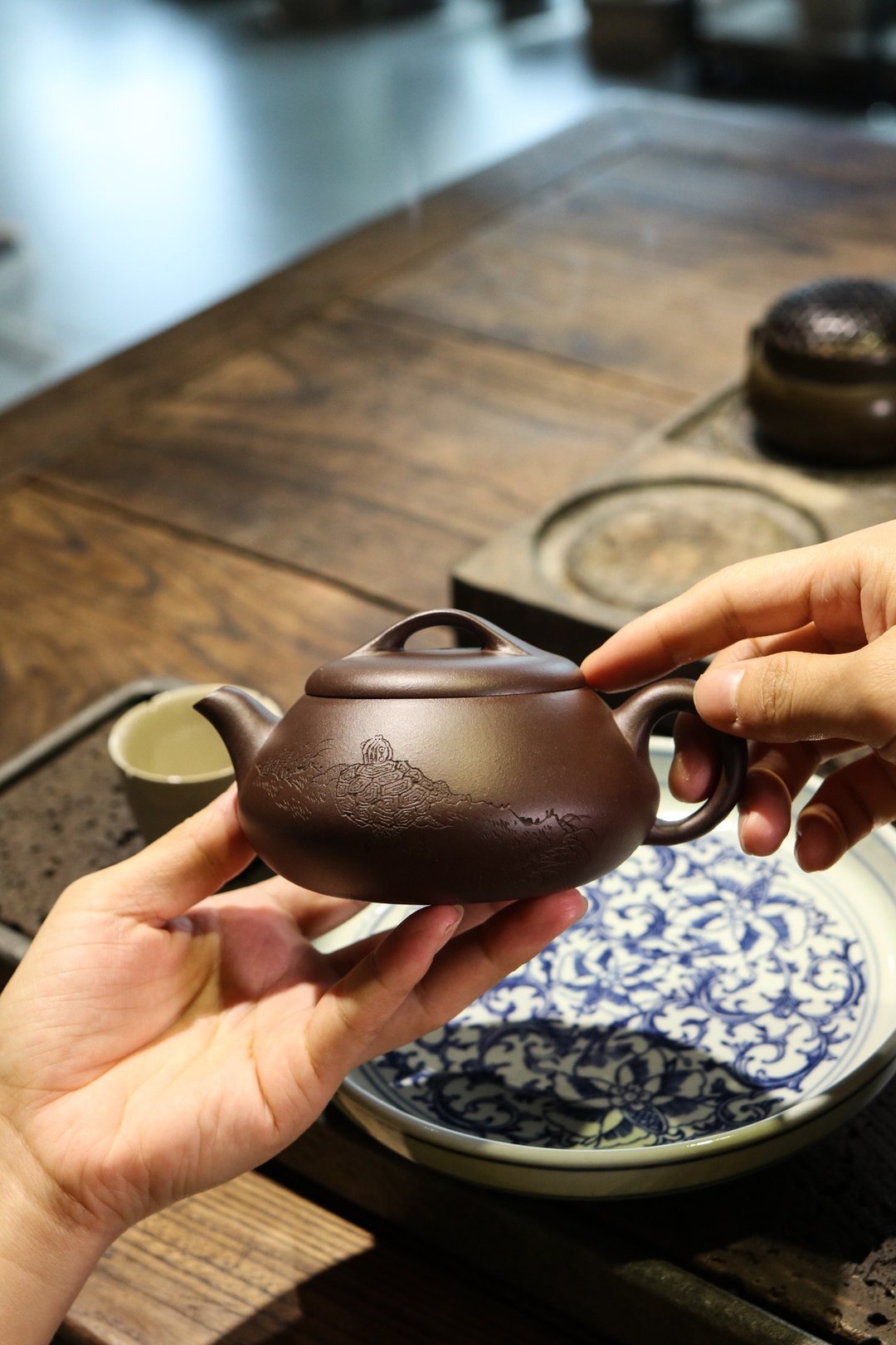 汉棠石瓢   紫泥 240ml 9孔 实力派作品  实属精美品 壶体 - 茶具/茶杯 - 陶 灰色
