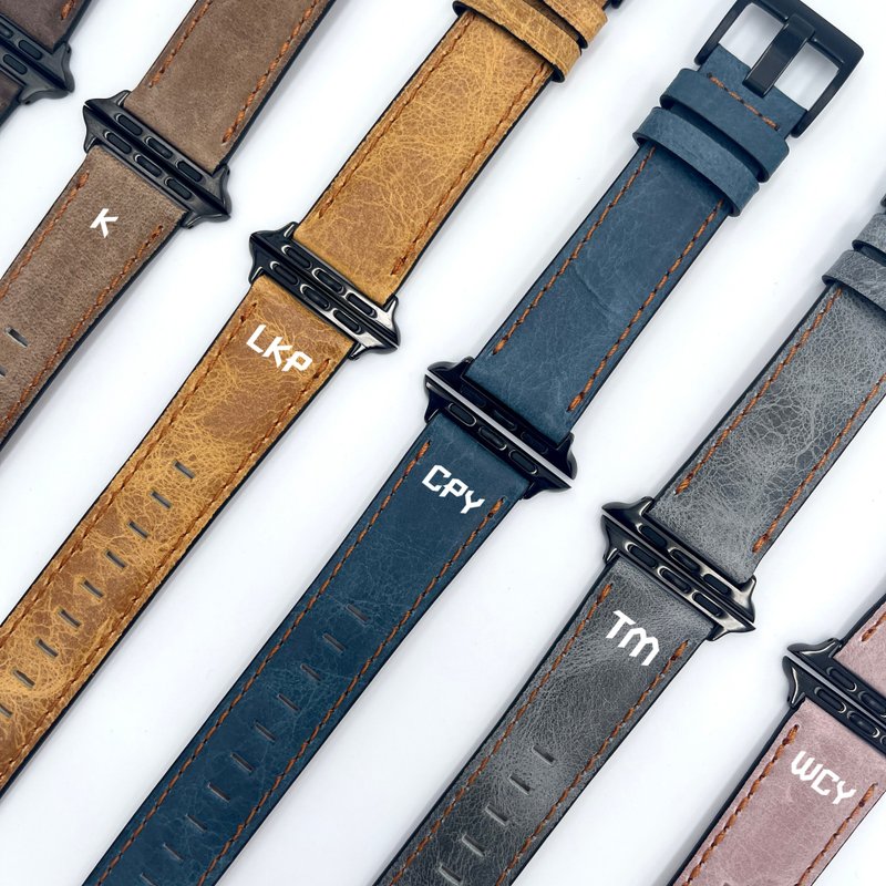 【定制化】【自订英文简称】Apple Watch 复古皮革表带 - 手机壳/手机套 - 真皮 多色