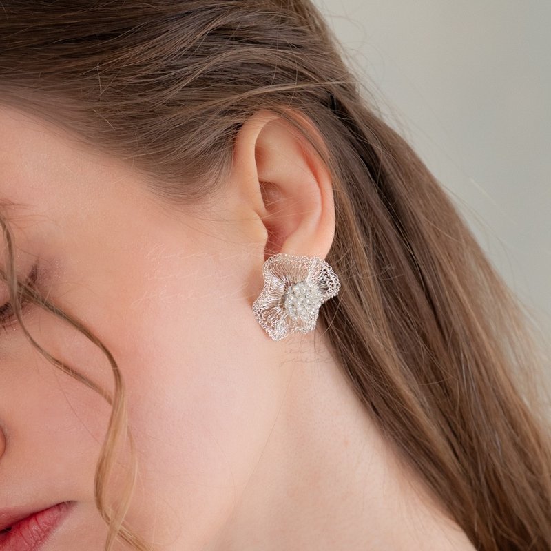 2way Orbit Glass Beads　 耳钉  银色 - 耳环/耳夹 - 玻璃 银色