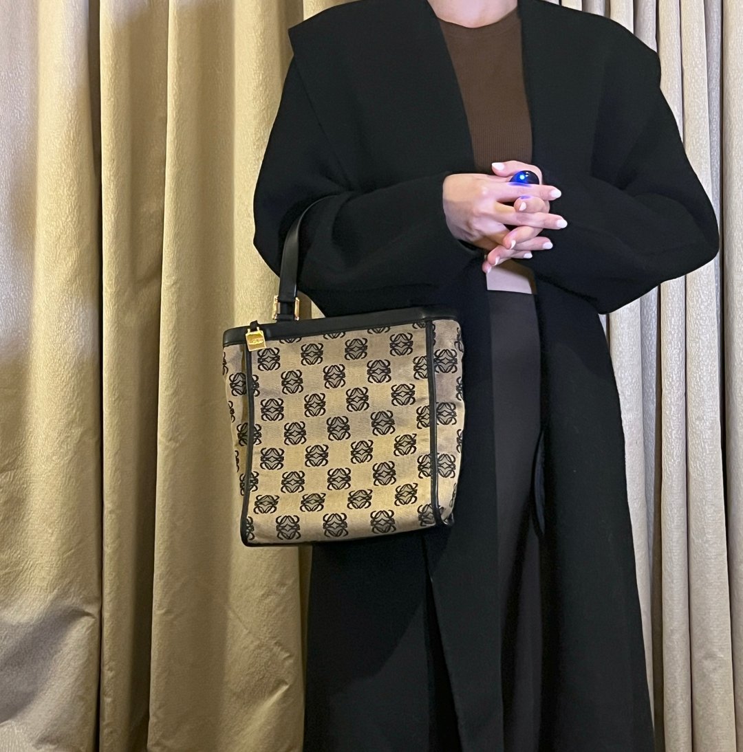 LOEWE稀有小琴谱手提侧肩包 赠金属链条肩带 中古Vintage - 手提包/手提袋 - 其他材质 咖啡色