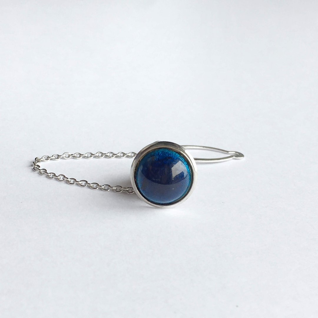 Sepia [Dark Blue] Cloisonne Tie Tack Lapel Pin Pure Silver Cloisonne - 领带/领带夹 - 其他材质 蓝色