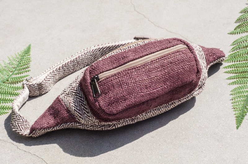 限量一件 七夕礼物 生日礼物 毕业礼物 随身腰包 棉麻腰包 手织布侧背包 斜背包 胸前包 随身包 帆布包 旅行单肩包 书包 - 咖啡时光 撞色包 手工编织棉麻布 - 侧背包/斜挎包 - 棉．麻 咖啡色