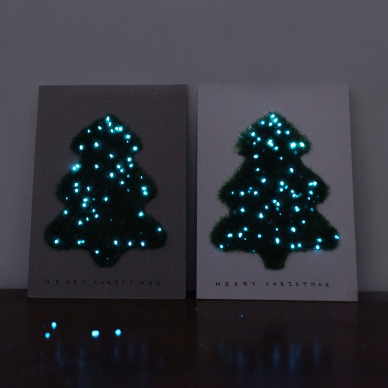 没那么亮手工夜光圣诞小树明信片 (灰白2选1) - 卡片/明信片 - 纸 白色