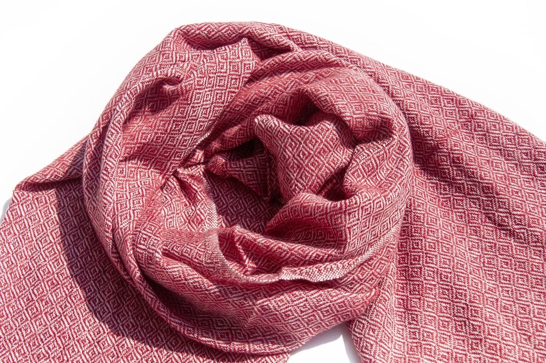 喀什米尔Cashmere 针织围巾 纯羊毛围巾 手织围巾 编织围巾-红色 - 围巾/披肩 - 羊毛 红色