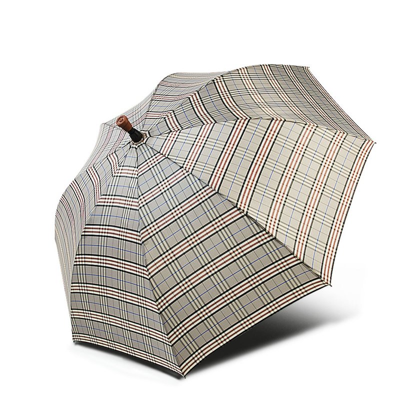 双龙英国绅士央带格纹分离式自动直伞超泼水手杖伞(英伦格) - 雨伞/雨衣 - 防水材质 卡其色