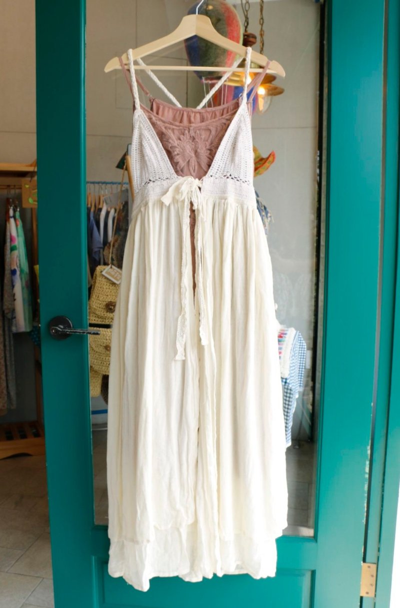 Purin select zakka海滩手工编织长罩衫/白(BJ1603035) - 洋装/连衣裙 - 纸 白色