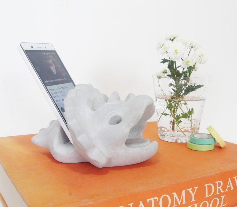 (绝版)三角龙手机免提座 - 手机座/防尘塞 - 水泥 灰色