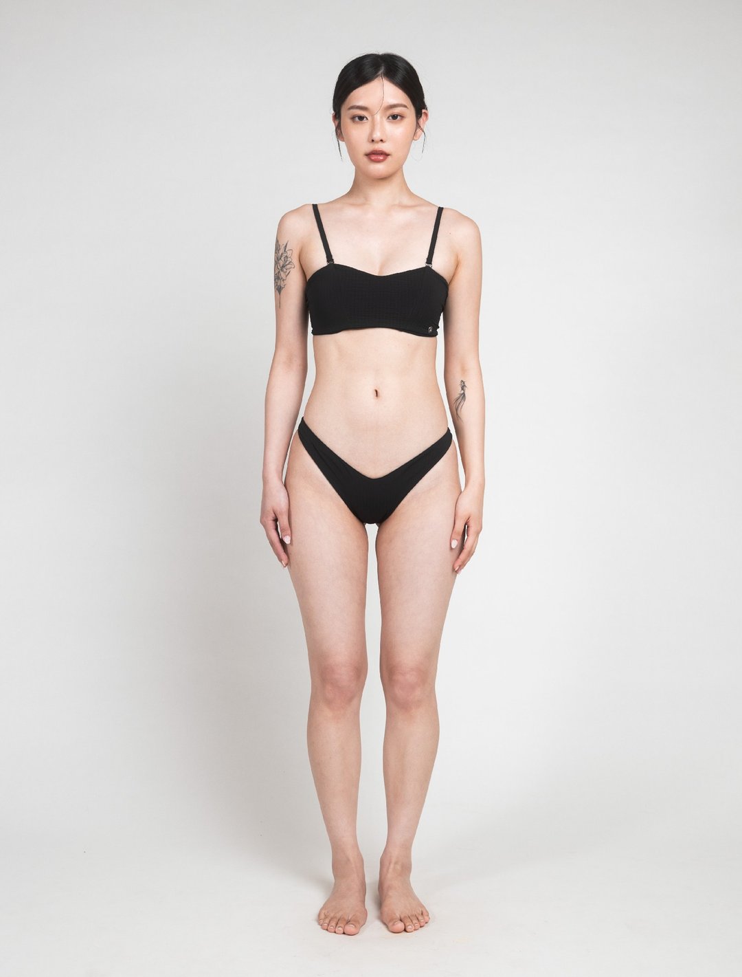 Black 经典黑 / 泡泡纱 调节平口上衣 / Top - 女装泳衣/比基尼 - 其他材质 黑色