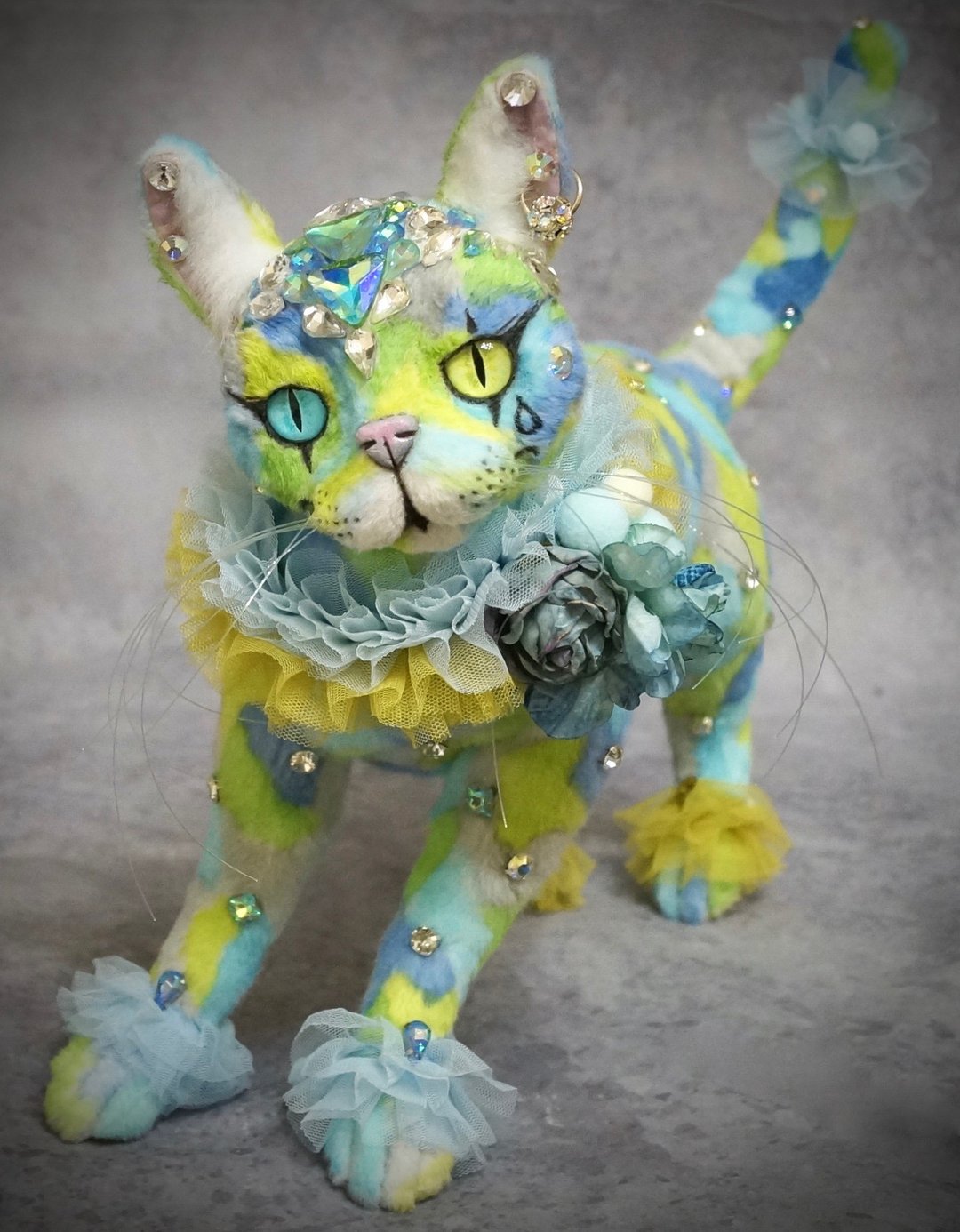 梦幻般的猫命名蓝钻石猫毛绒玩具猫作者的作品 - 玩偶/公仔 - 压克力 多色