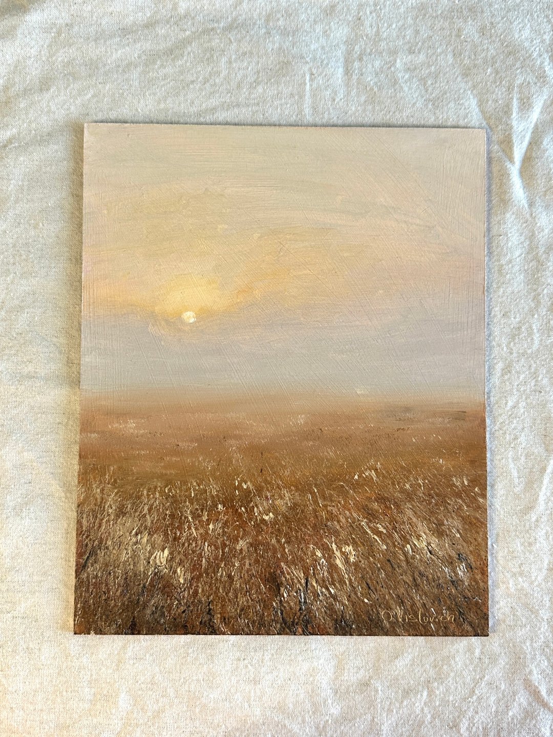 原创油画 飘渺日出风景 柔和光晕 8x10 硬纸板 壁饰 - 墙贴/壁贴 - 其他材质 
