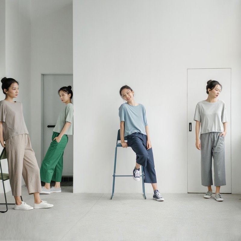 夏日必備 4色防曬防皺八分寬褲 dupont sorona材質 P190126 - 女装衬衫 - 棉．麻 