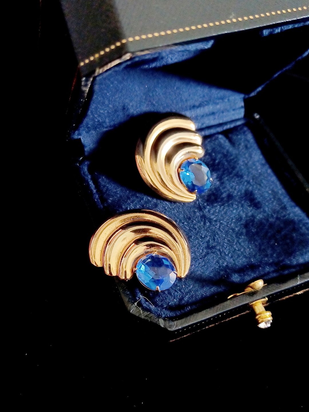 vintage jewelry  典雅蓝鹊意象莱茵夹式耳环 - 耳环/耳夹 - 其他金属 