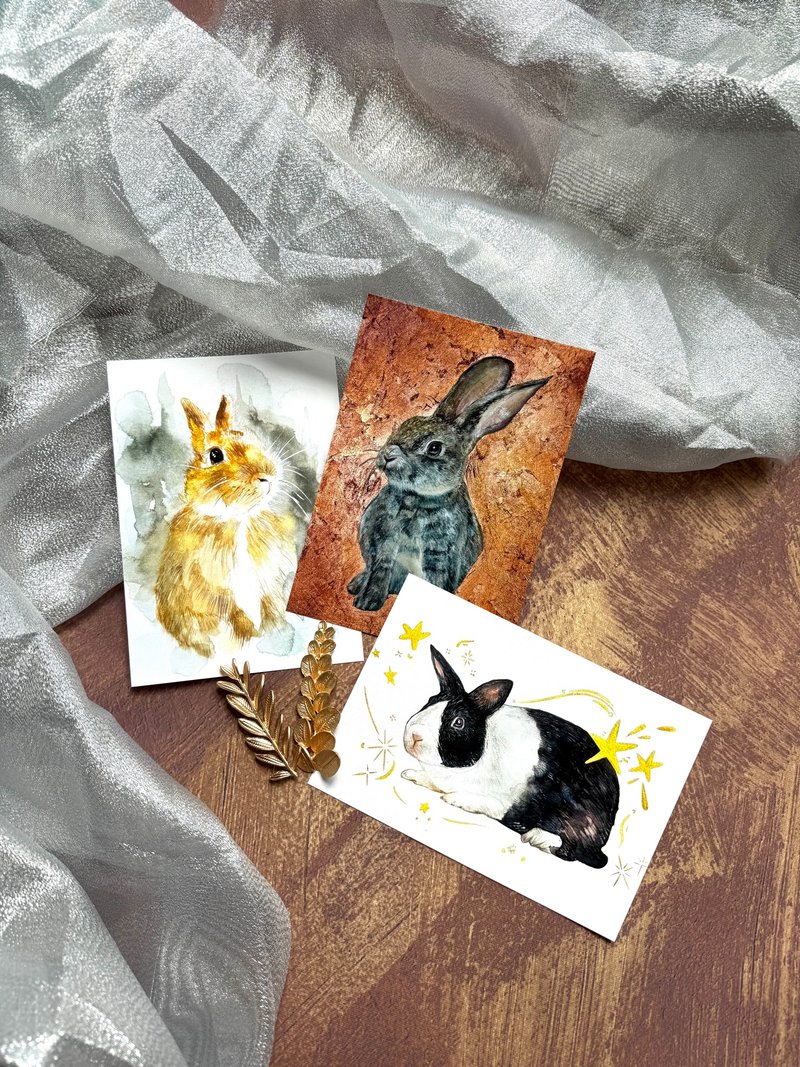 【手绘水彩系列】【兔】手绘明信片 - 卡片/明信片 - 纸 