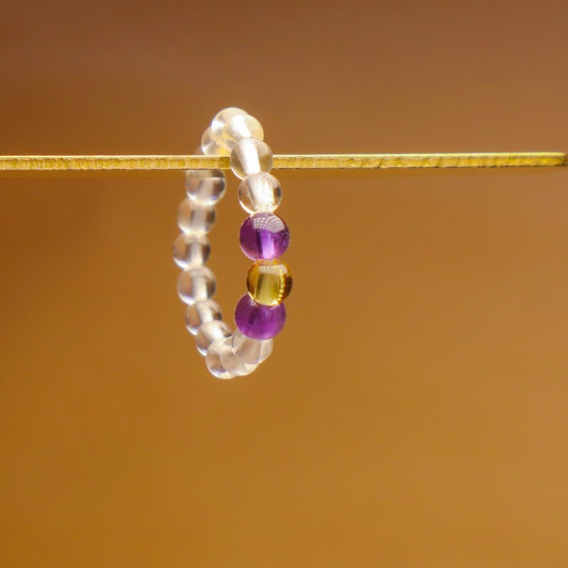 【爱丽丝梦境】 紫水晶×白水晶×黄水晶 l 富贵好运财源 l 贵气 - 戒指 - 水晶 