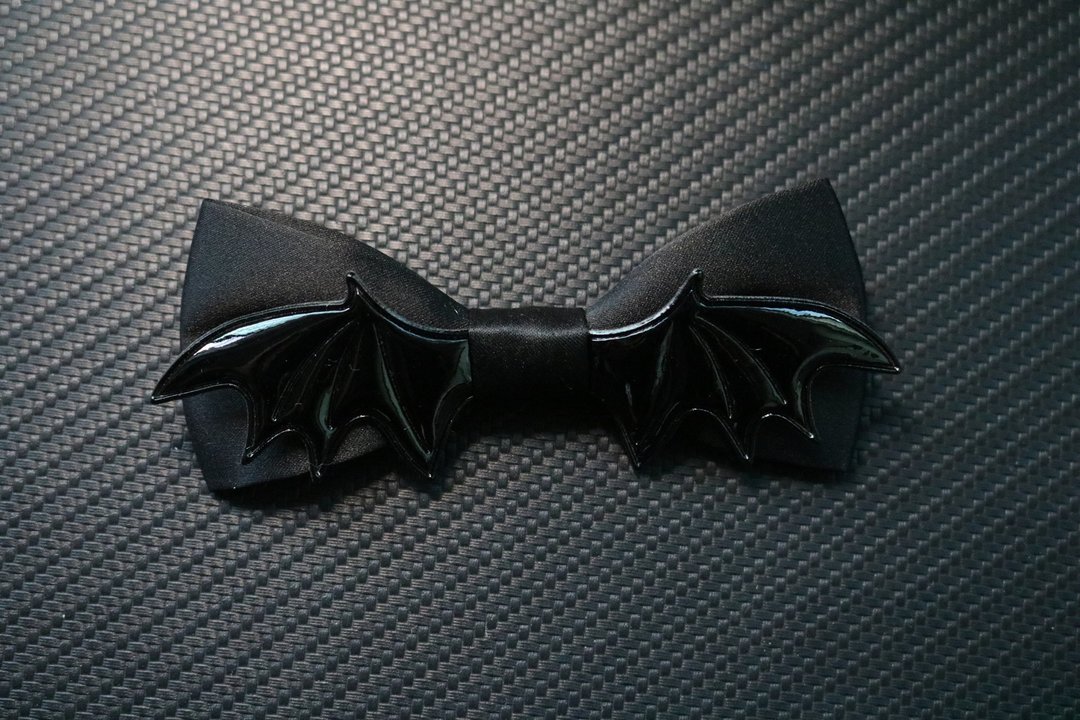 黑色翅膀領結舞會蝴蝶結t台走秀Bow tie - 领结/领巾 - 棉 黑色