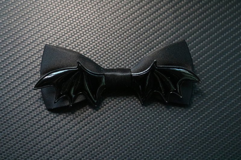 黑色翅膀領結舞會蝴蝶結t台走秀Bow tie - 领结/领巾 - 棉．麻 黑色