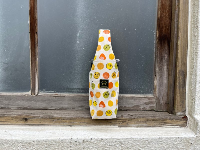 RuruRoad / 单把饮料提袋 - 水壶袋 / 小人脸-白底 - 手提包/手提袋 - 棉．麻 白色