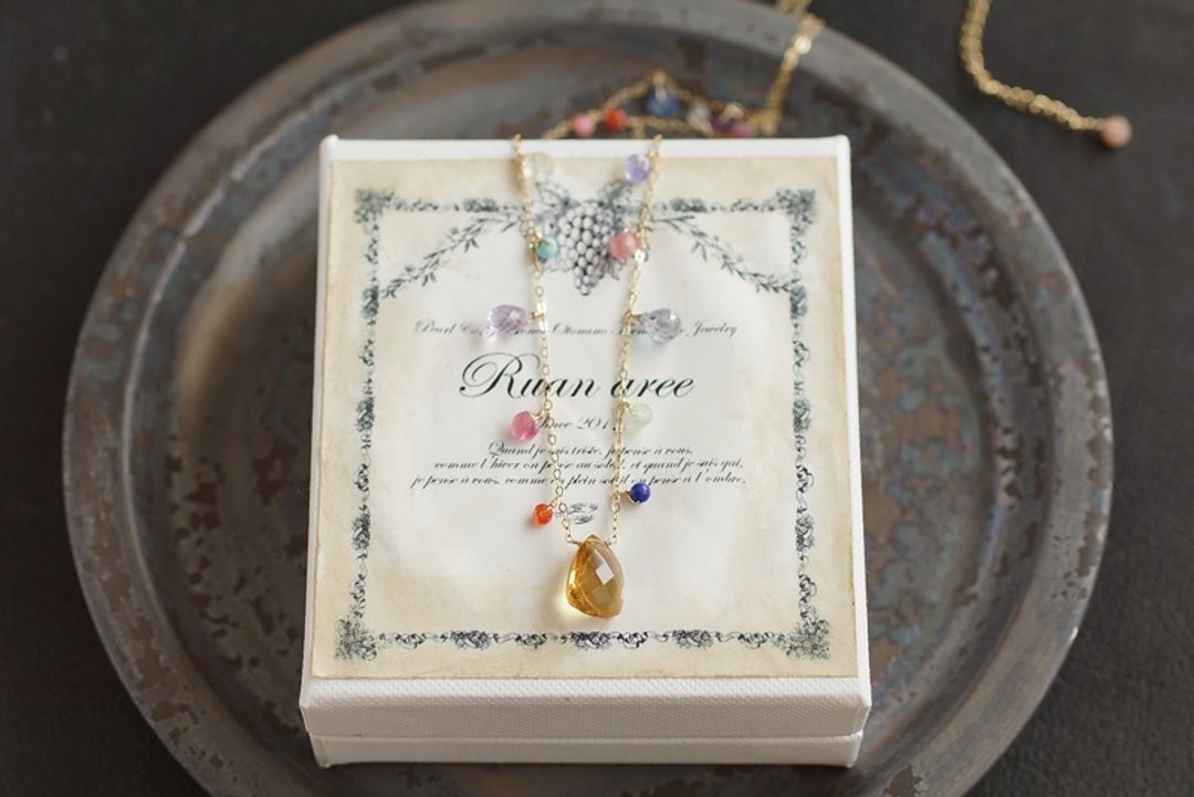 14kgf-Yellow seed necklace - 项链 - 半宝石 橘色