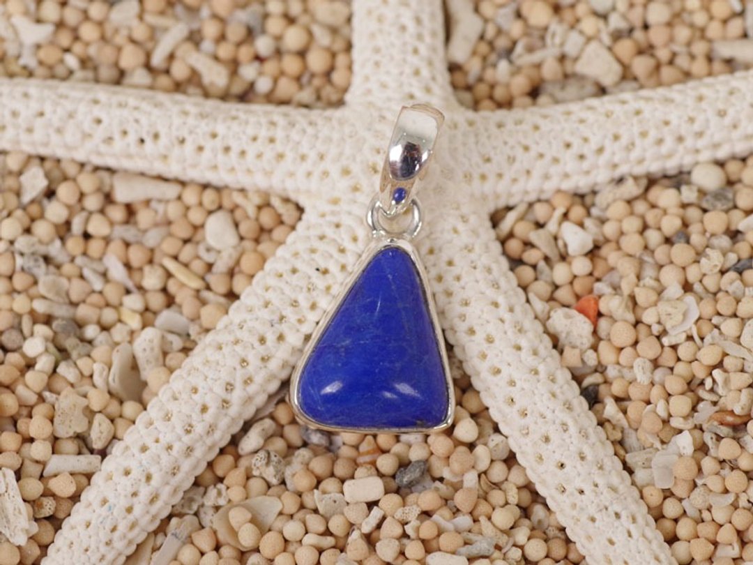 Lapis lazuli Silver pendant top - 项链 - 石头 蓝色