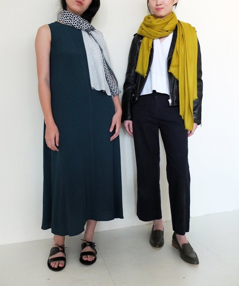 芥末黄绿chevron纹织pashmina轻薄美丽诺羊毛围巾(右) - 围巾/披肩 - 羊毛 