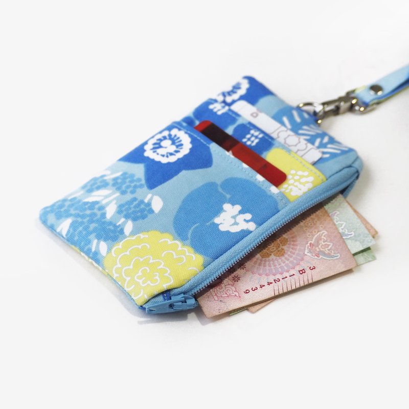 ID wallet with lanyard - Summer Flowers Collection size 8x13 cm. - 零钱包 - 棉．麻 多色