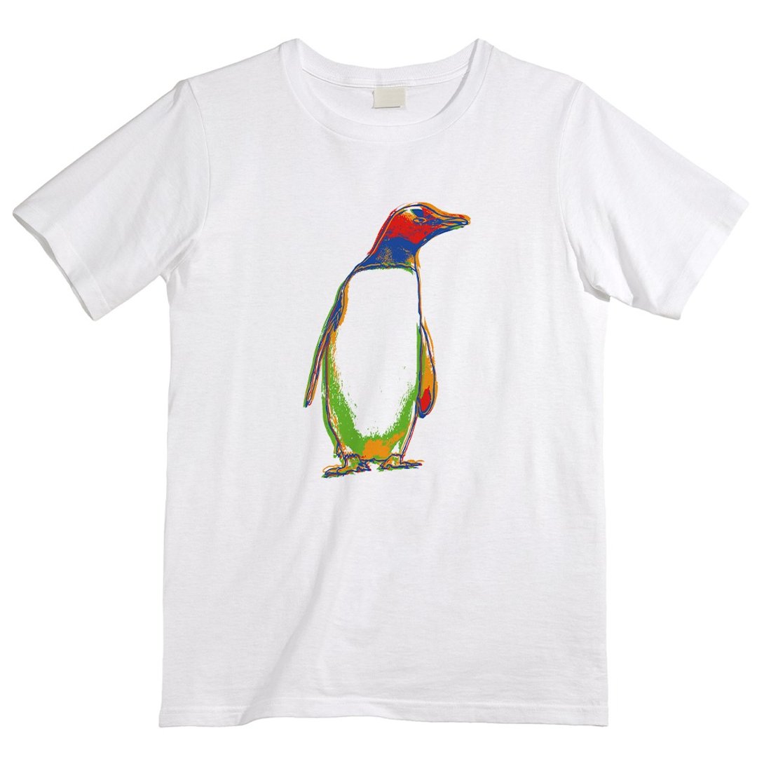 T-shirt / graphic penguin - 男装上衣/T 恤 - 棉．麻 白色