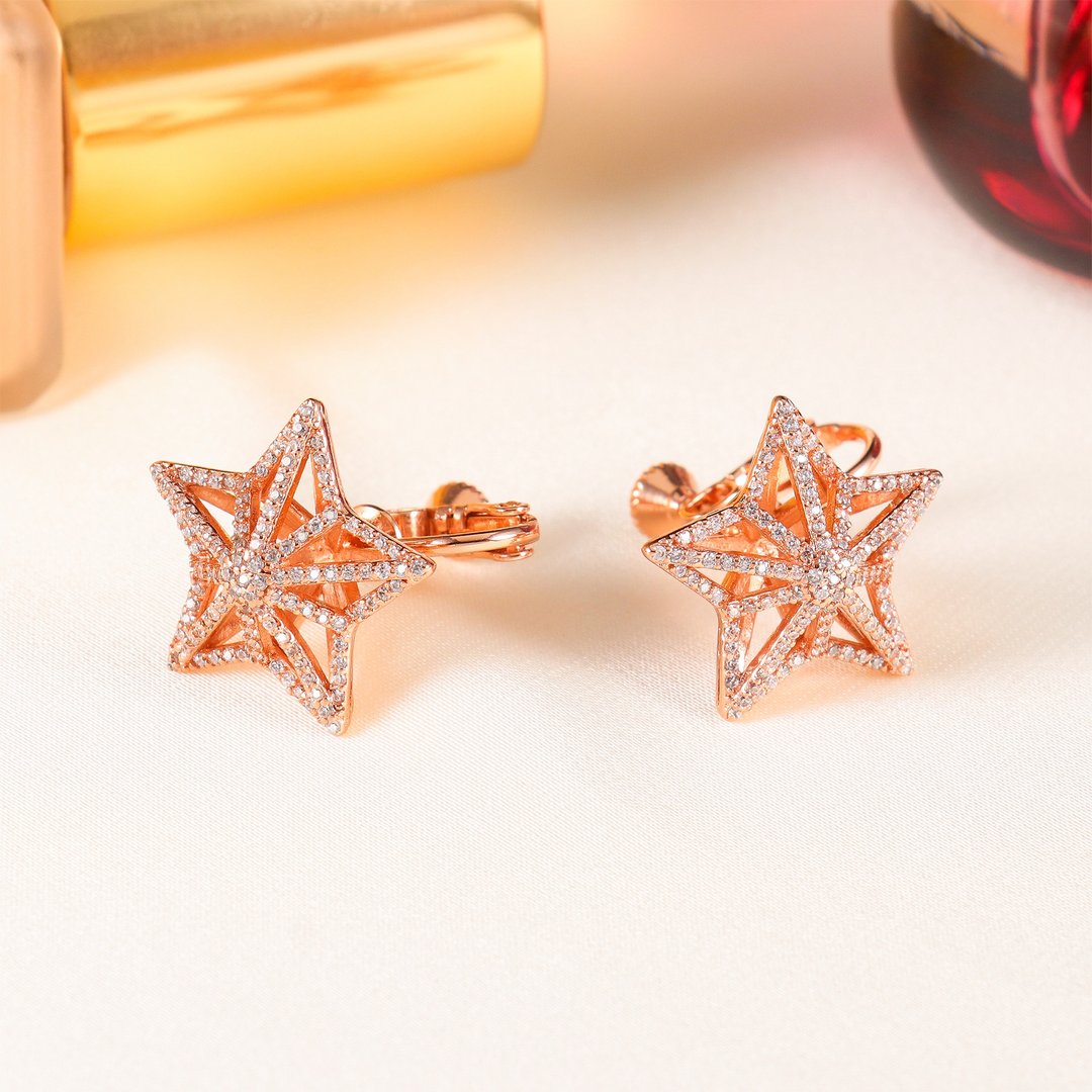 【快速出货】Stars 夹式耳环 星星耳环 回忆系列 925 纯银耳环 - 耳环/耳夹 - 纯银 金色
