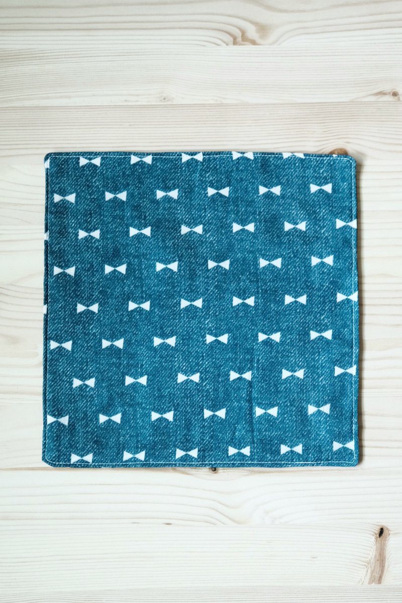 双面二重纱手帕小方巾【牛仔】 - 手帕/方巾 - 棉．麻 蓝色