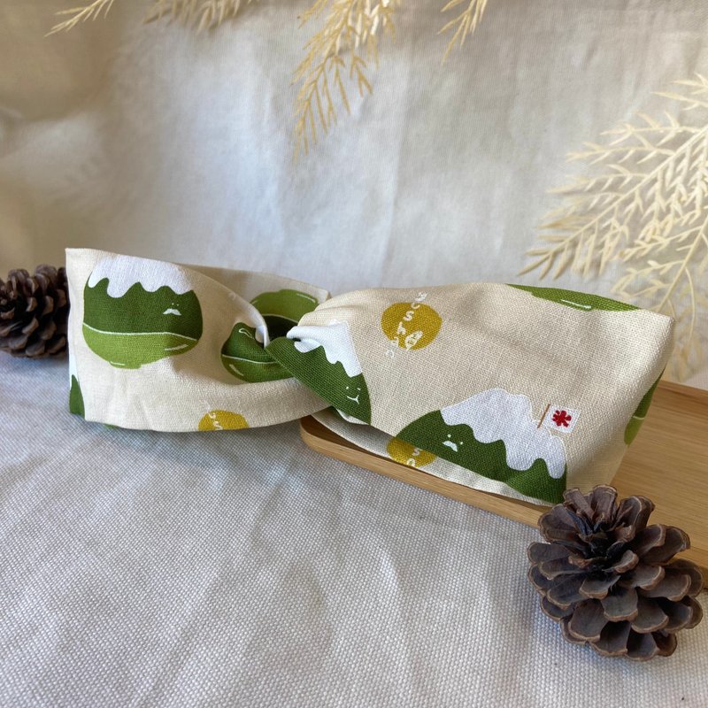 发带/交叉发带/抹茶挫冰 - 发带/发箍 - 棉．麻 绿色