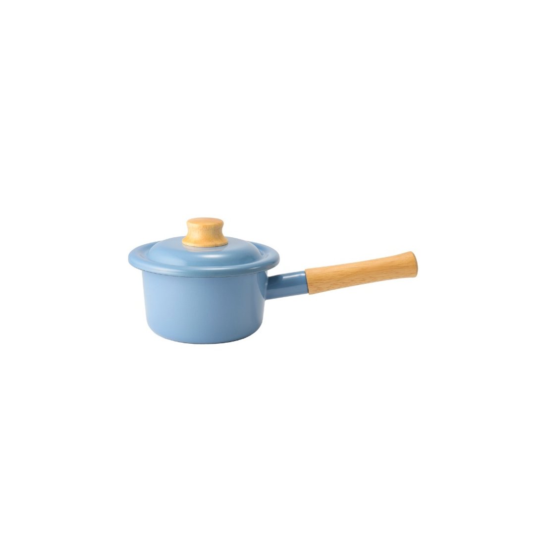 日本FUJIHORO Cotton Plus 系列 单柄附盖珐琅牛奶锅 14cm 幻影蓝 - 厨房用具 - 珐琅 蓝色