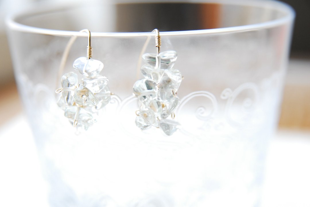 Green Amethyst Marquis Hook Earrings 14kgf - 耳环/耳夹 - 半宝石 绿色