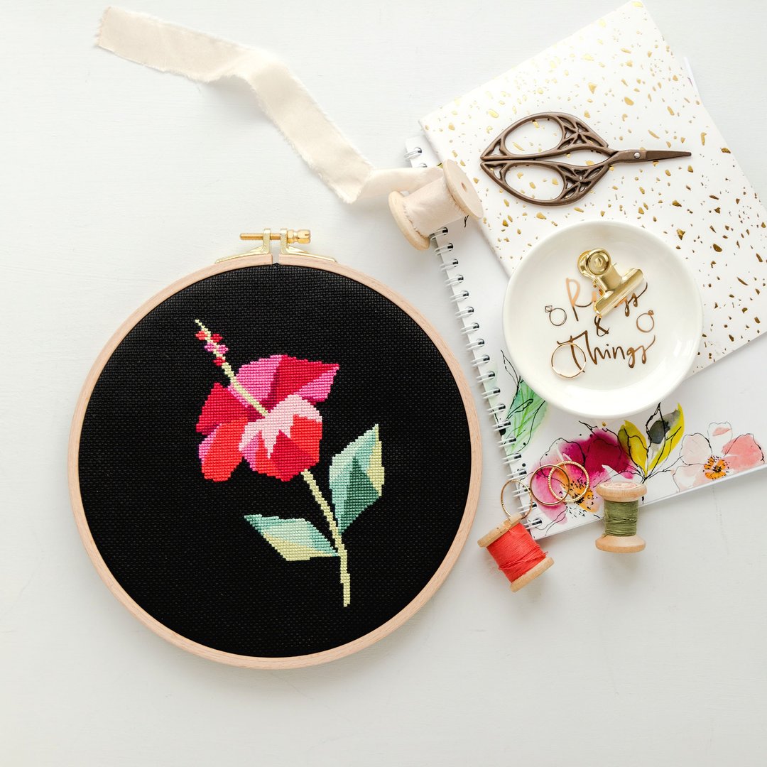 Hibiscus Flower Cross Stitch PDF Pattern 十字繡 - 编织/刺绣/羊毛毡/裁缝 - 其他材质 