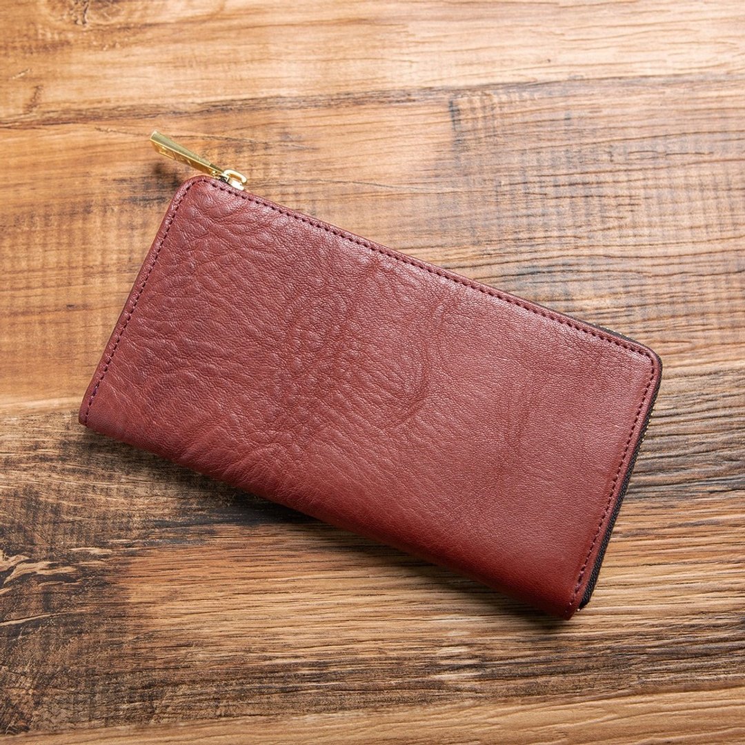 啧啧募资商品 TIDY 枥木  日本制 钱包 长夹 大容量 勃艮第酒红 - 皮夹/钱包 - 真皮 红色