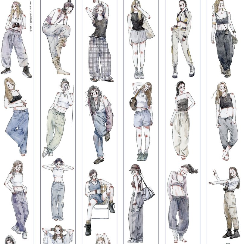 Cool Girl Y2Kスタイル 少女 PET 和紙膠帶 10米卷 kiss-cut - 纸胶带 - 其他材质 多色