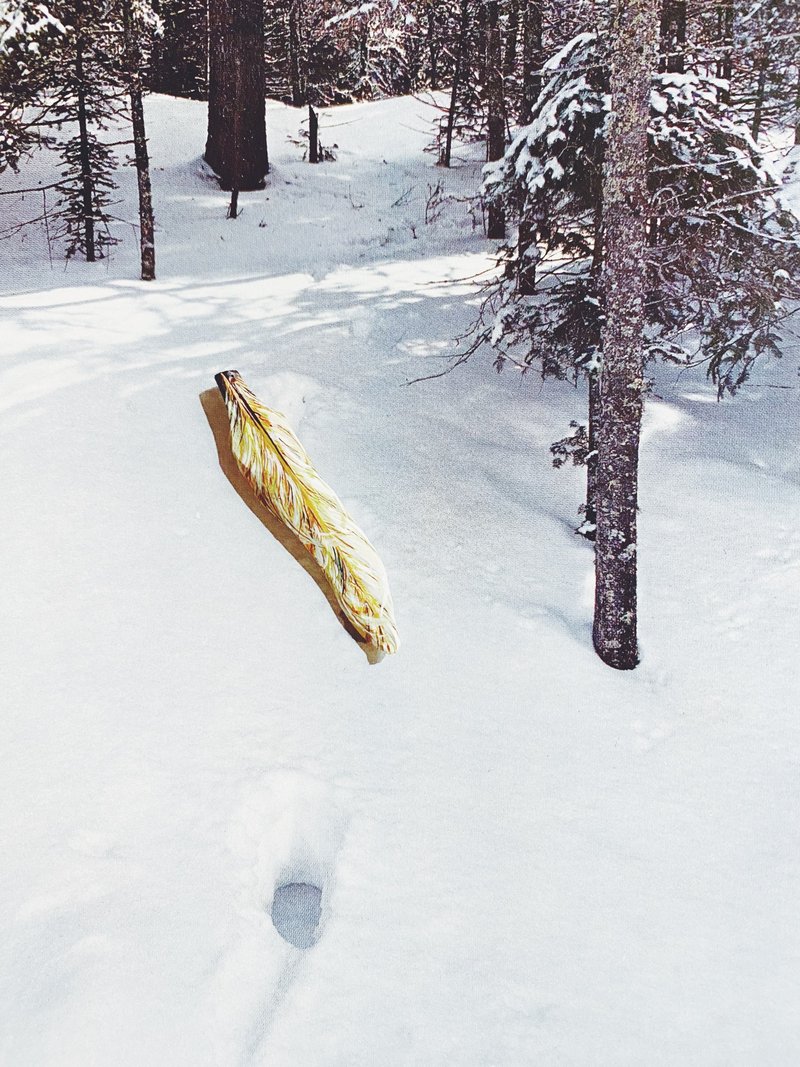 木刻手绘坠饰 - 羽毛 - 其他 - 木头 黄色