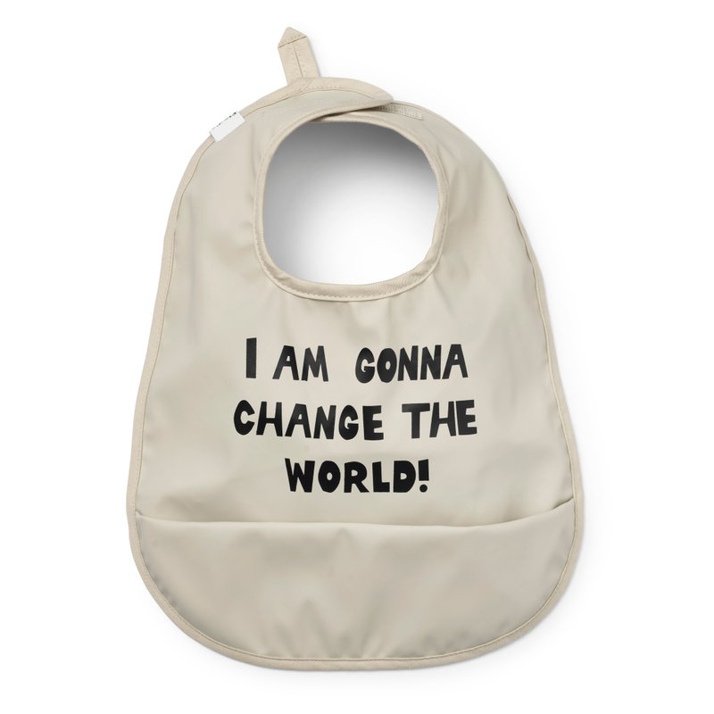 防水口袋围兜 - Change the World - 围嘴/口水巾 - 防水材质 白色