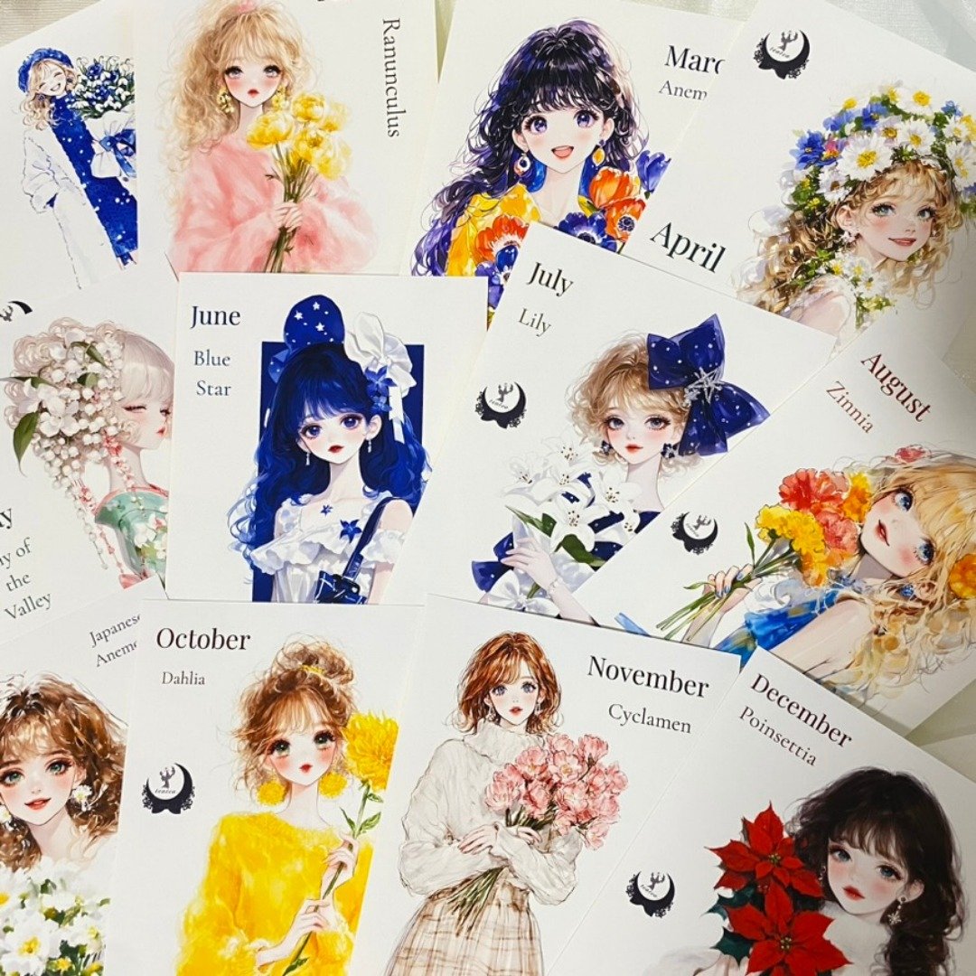诞生月花套组，12款各3张 - 贴纸 - 纸 
