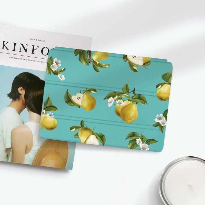 iPad 12.9/Air5/iPad 9/mini 5系列清甜英国梨 皮革平板保护套 - 平板/电脑保护壳 - 其他材质 蓝色