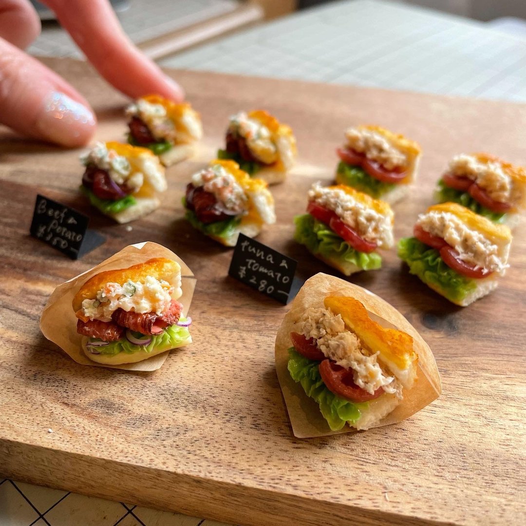-doll food-miniature food-miniature food baguette sandwich - 玩偶/公仔 - 粘土 橘色
