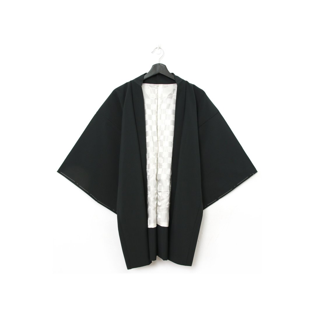 Back to Green-日本带回羽织 刺绣花篮kb-15/vintage kimono - 女装休闲/机能外套 - 丝．绢 