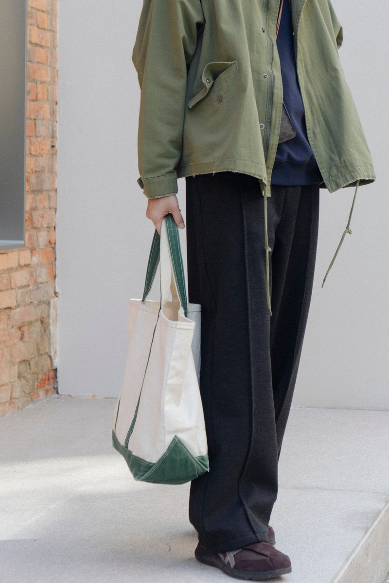 Pants 秋冬厚款垂感保暖寬鬆直筒褲 復古中縫線設計呢絨休閒長褲 - 男士长裤 - 棉．麻 灰色