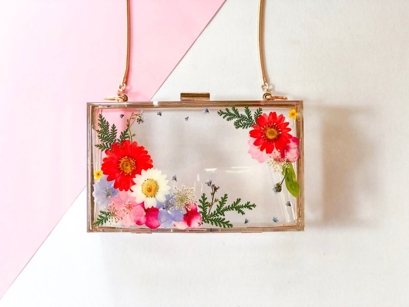 押花 手拿包 - 手拿包 - 植物．花 红色